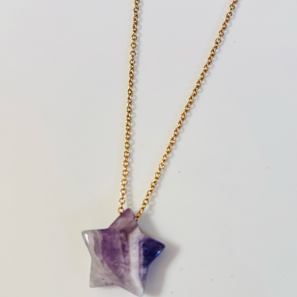 Gold and Purple Amethyst Star Necklace